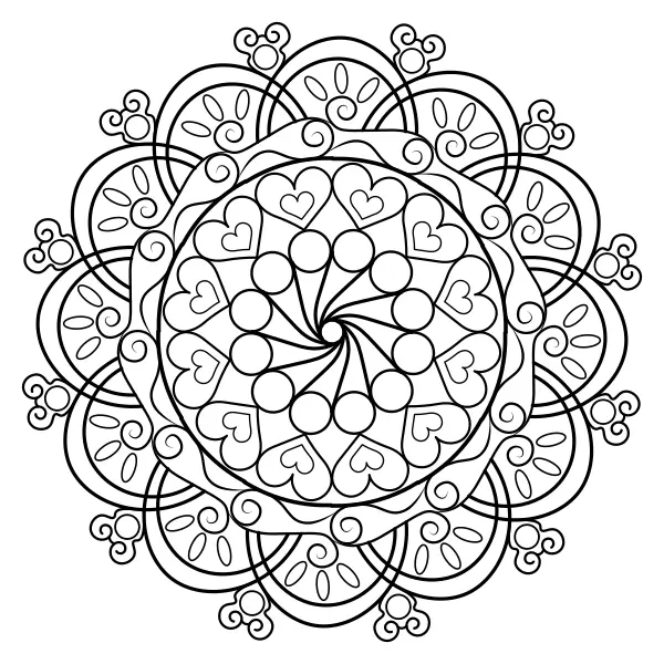 Mandala con cuoricini | Disegni da colorare online per bambini
