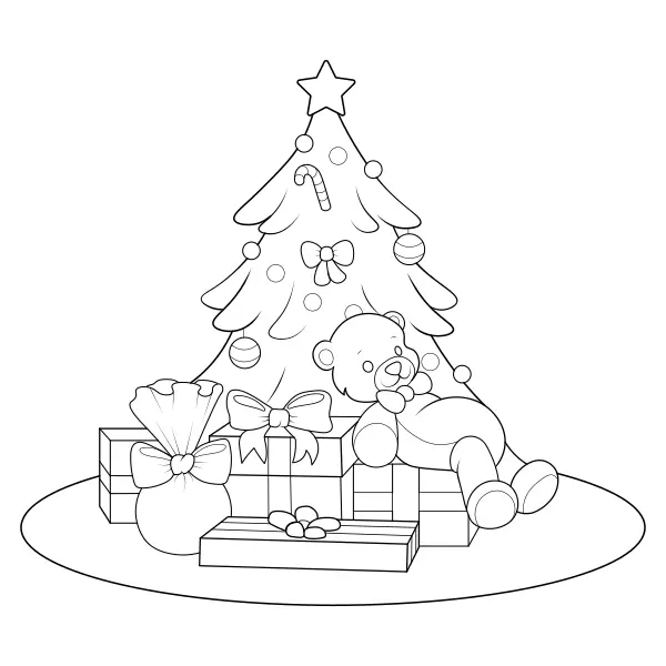 L’albero di Natale e i regali | Disegni da colorare online per bambini