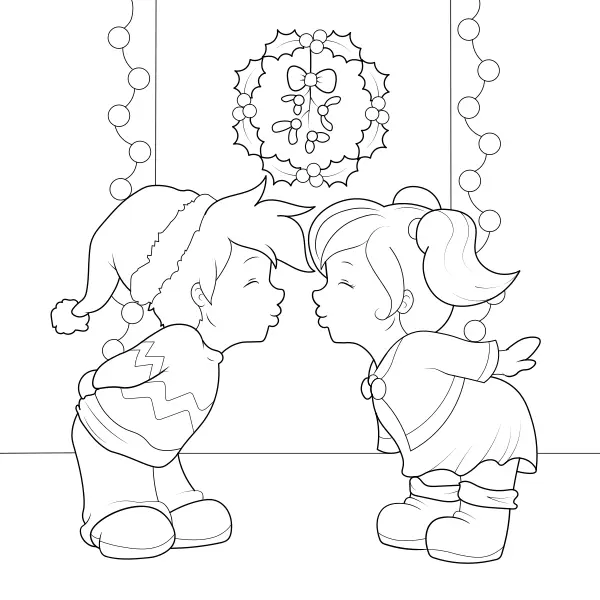 Un bacio sotto il vischio | Disegni da colorare online per bambini