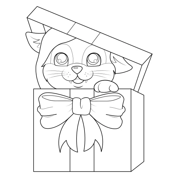 Un gatto in regalo | Disegni da colorare online per bambini