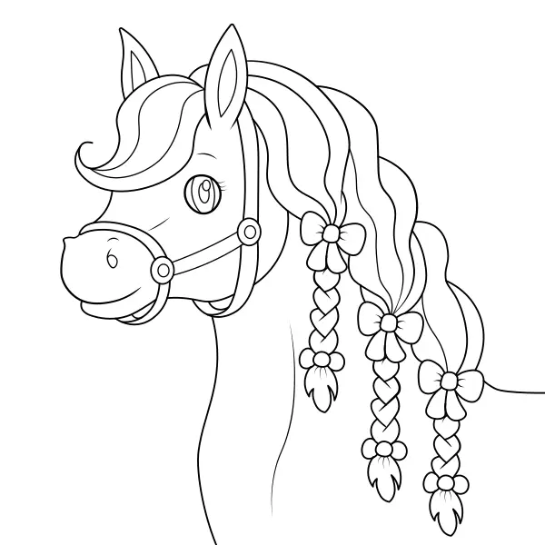 Un cavallo con le trecce | Disegni da colorare online per bambini