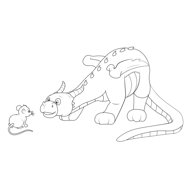 Il drago e il topolino | Disegni da colorare online per bambini