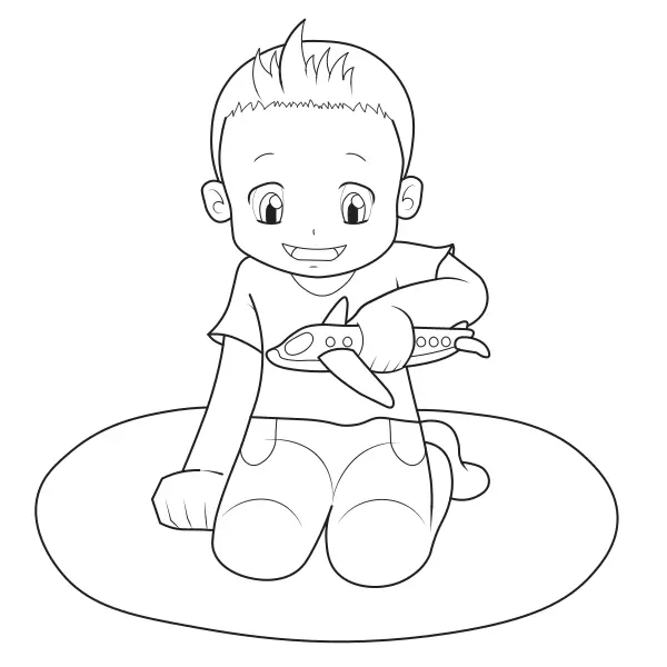 Il ragazzo con l’aeroplano | Disegni da colorare online per bambini