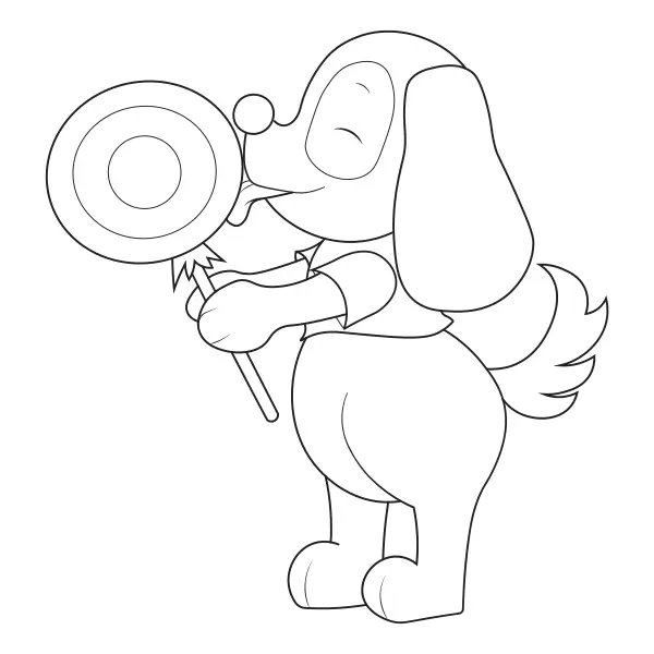 Cane con un lecca-lecca | Disegni da colorare online per bambini