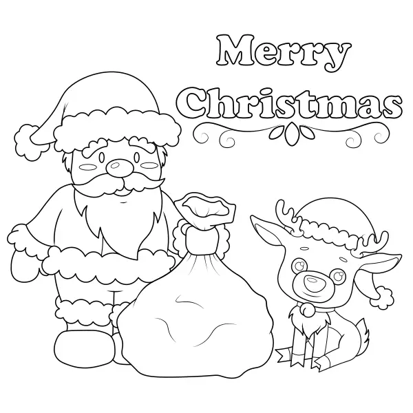 Babbo Natale con la renna | Disegni da colorare online per bambini