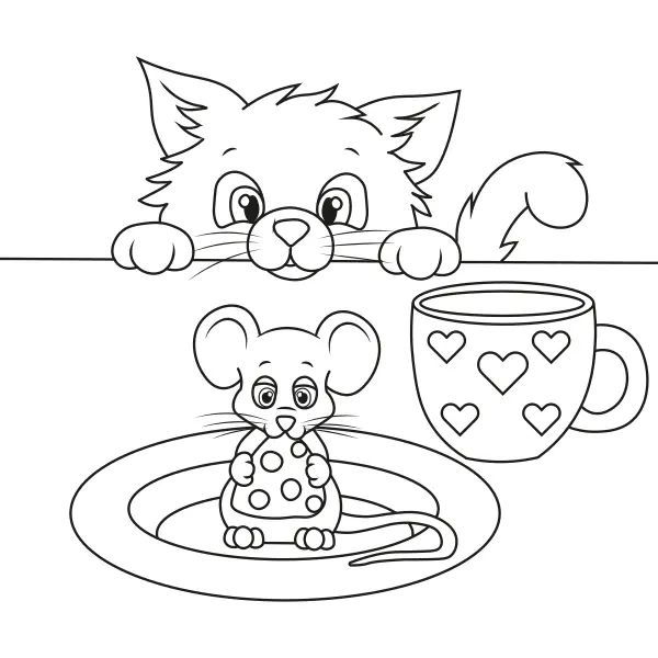 Il gatto e il topo | Disegni da colorare online per bambini