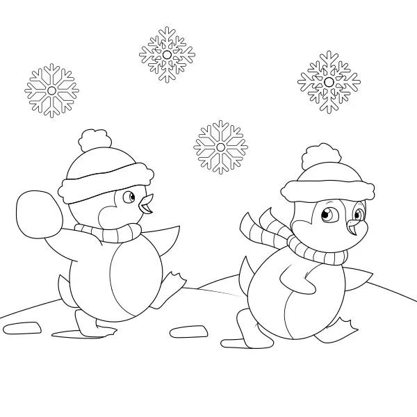 Battaglia con le palline dei pinguini | Disegni da colorare online per bambini