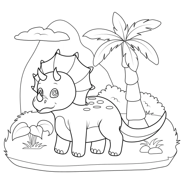 Il piccolo dinosauro Triceratops | Disegni da colorare online per bambini