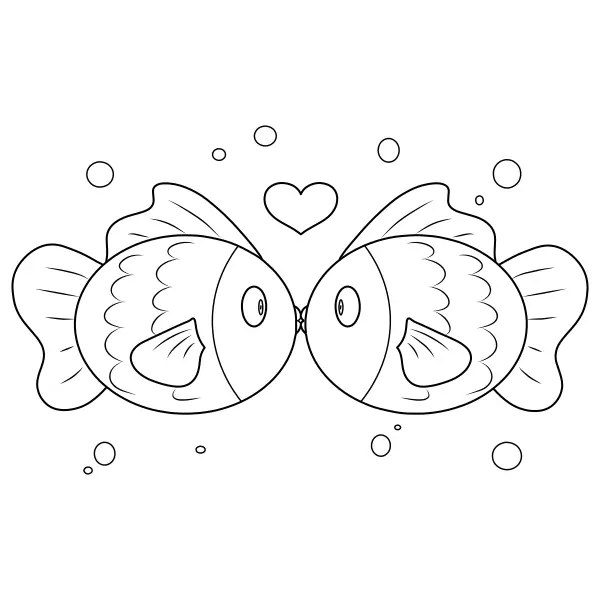 Pesciolini innamorati | Disegni da colorare online per bambini
