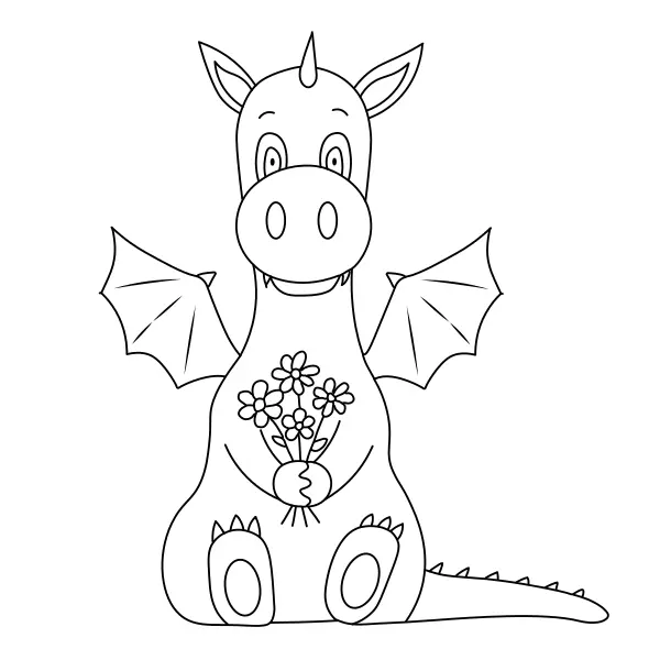 Drago con fiori | Disegni da colorare online per bambini