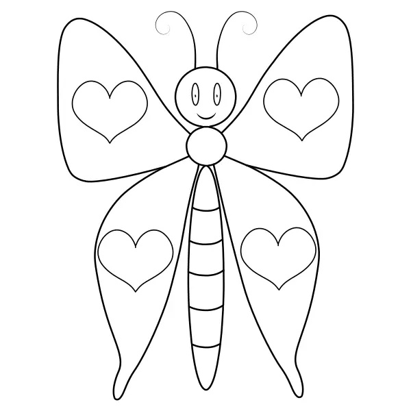 Farfalla con le ali a forma di cuore | Disegni da colorare online per bambini