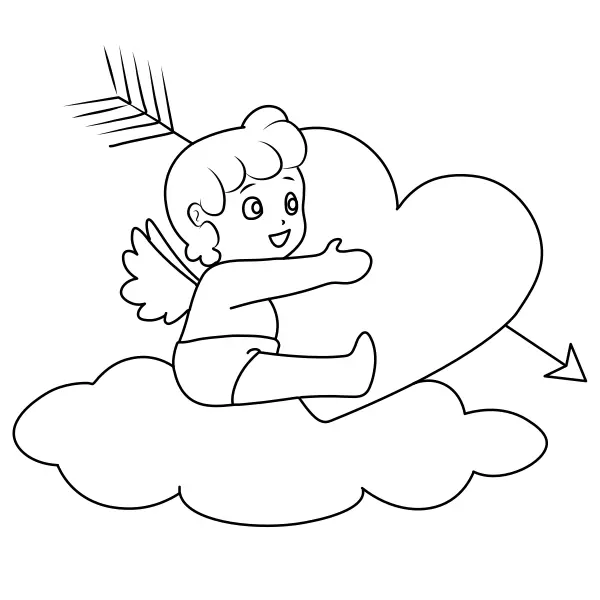 Cupido su una nuvola | Disegni da colorare online per bambini