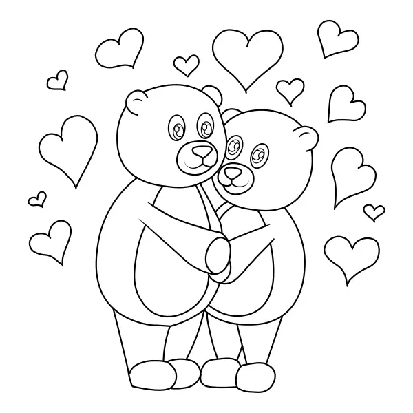 Orsacchiotti innamorati | Disegni da colorare online per bambini