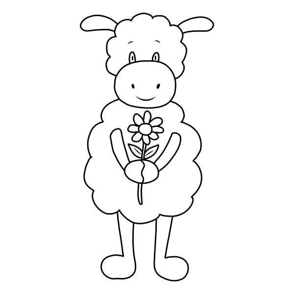 Pecorella con un fiore | Disegni da colorare online per bambini