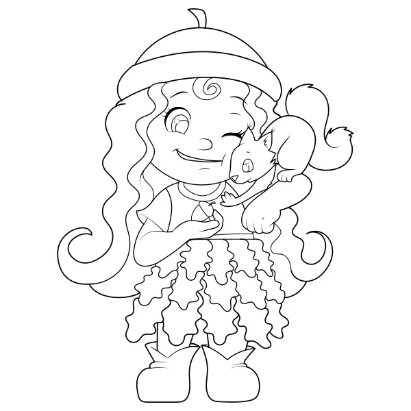 La ragazza con lo scoiattolo | Disegni da colorare online per bambini