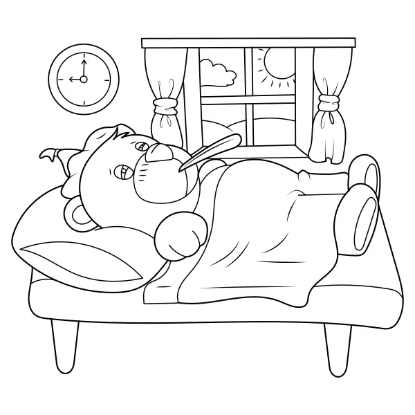 L’orsetto con la febbre | Disegni da colorare online per bambini
