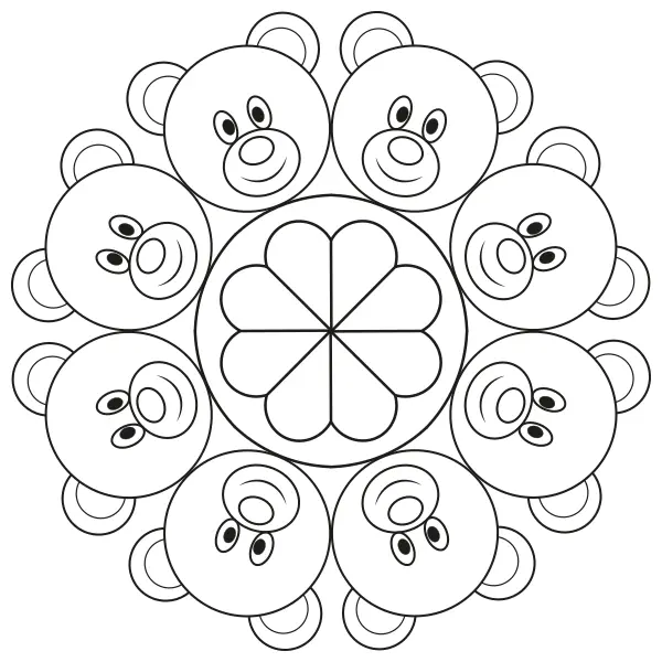 Mandala – Orsacchiotti | Disegni da colorare online per bambini