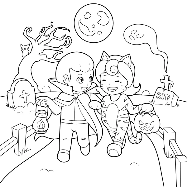 I bambini ad Halloween | Disegni da colorare online per bambini
