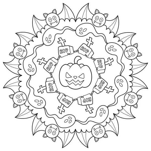 Mandala di Halloween | Disegni da colorare online per bambini