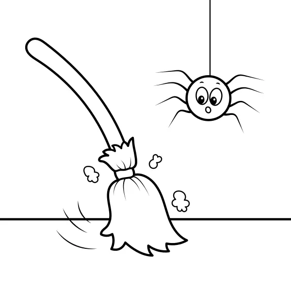 La scopa e il ragno | Disegni da colorare online per bambini