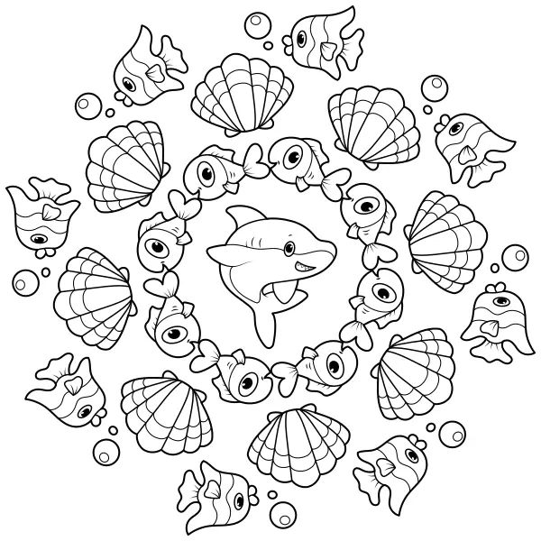 La mandala dello squalo | Disegni da colorare online per bambini