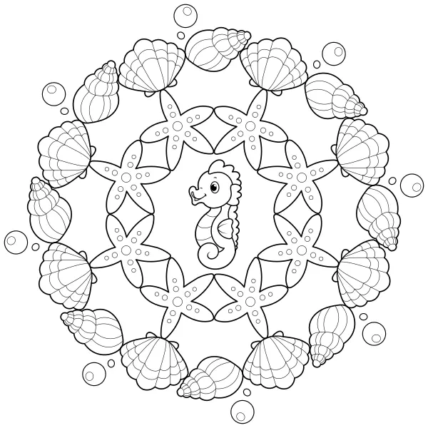 Mandala di conchiglie | Disegni da colorare online per bambini