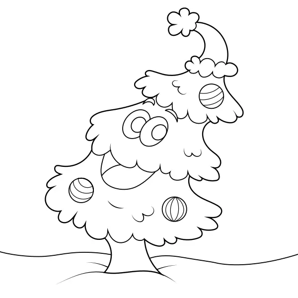 L’albero di Natale felice | Disegni da colorare online per bambini