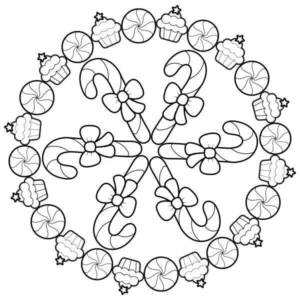 Mandala di dolciumi | Disegni da colorare online per bambini