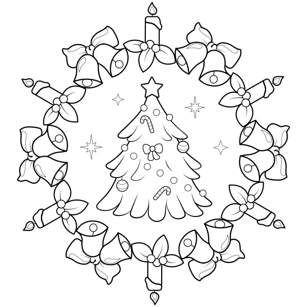 Mandala – Albero di Natale | Disegni da colorare online per bambini