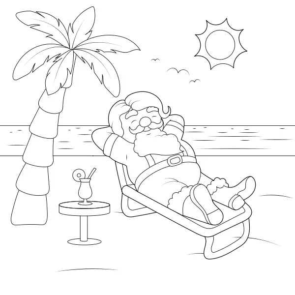 Babbo Natale in vacanza | Disegni da colorare online per bambini