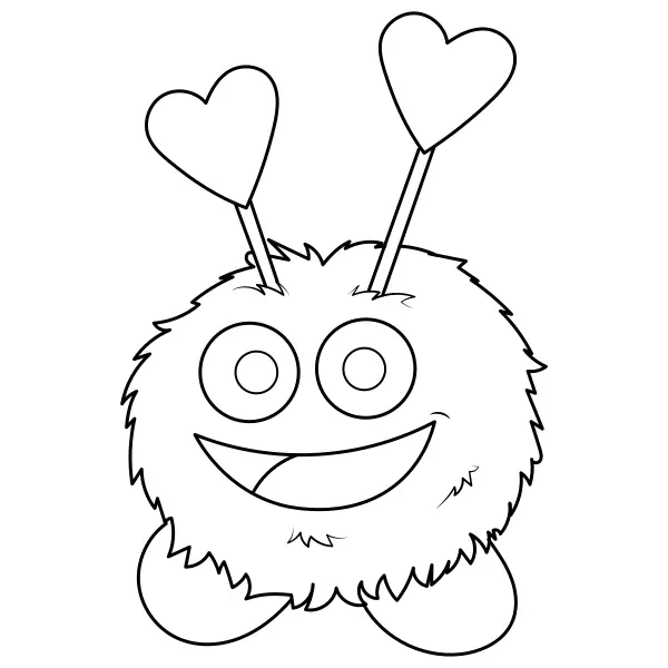 Il mostriciattolo peloso di San Valentino | Disegni da colorare online per bambini