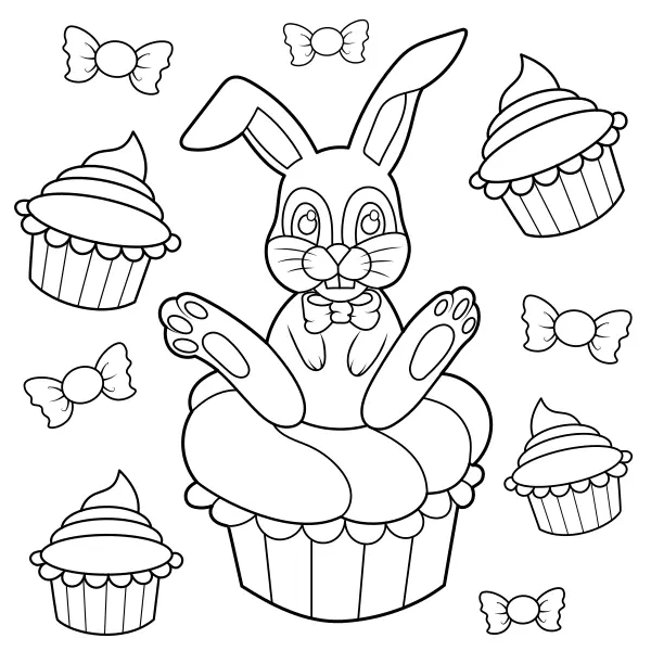 Il coniglio e i dolci | Disegni da colorare online per bambini