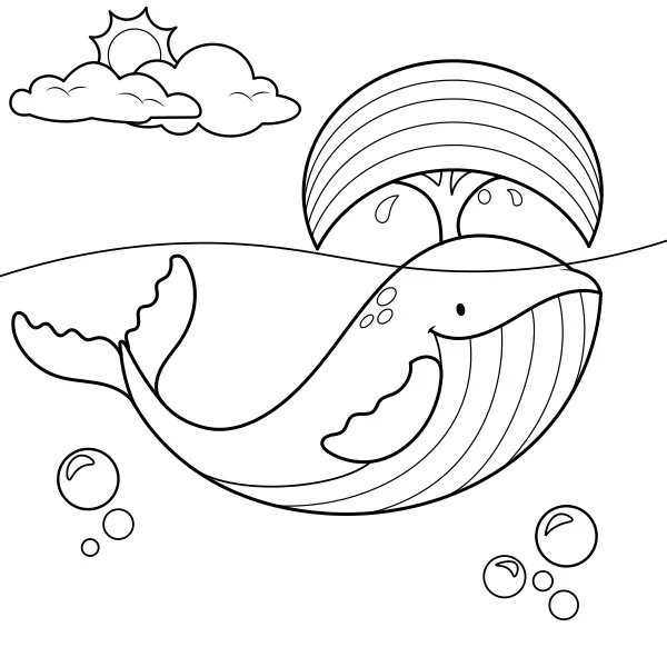 La balena con l’arcobaleno | Disegni da colorare online per bambini