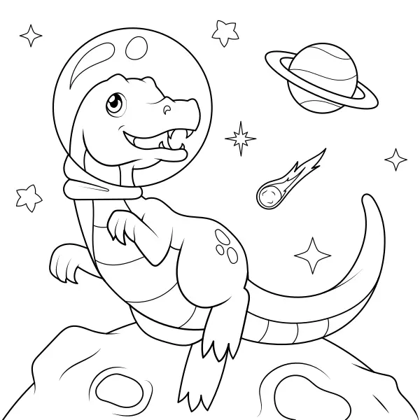Un dinosauro nello spazio | Disegni da colorare online per bambini