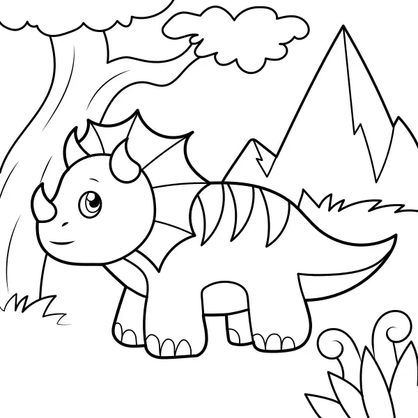 Dinosauro – Piccolo Triceratopo | Disegni da colorare online per bambini
