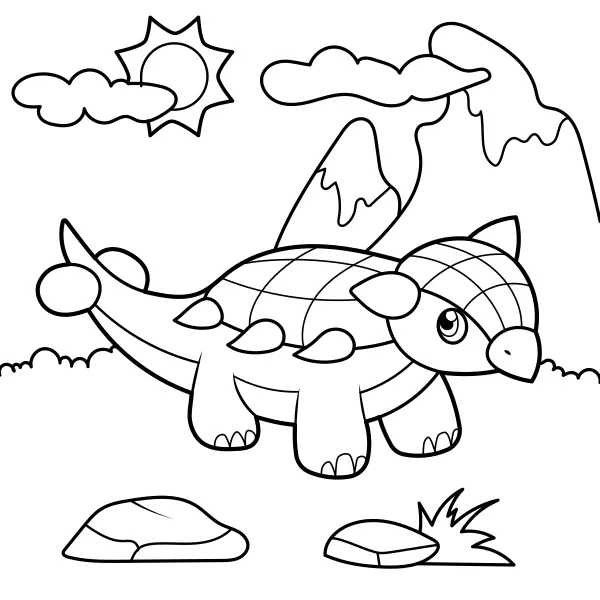 Dinosauro – Piccolo Ankylosaurus | Disegni da colorare online per bambini