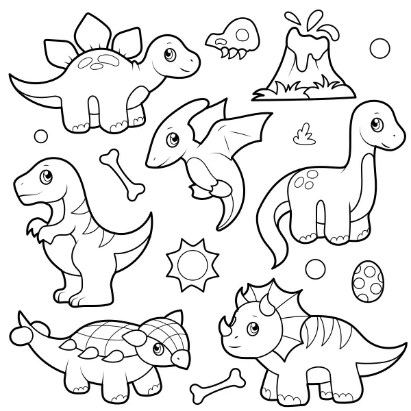 Collezione di dinosauri | Disegni da colorare online per bambini