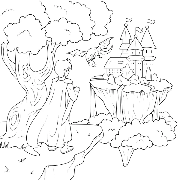 Il castello tra le nuvole | Disegni da colorare online per bambini