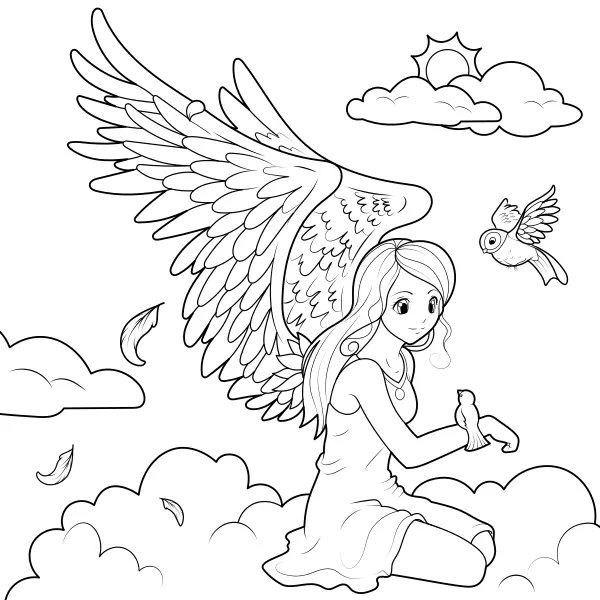 Un angelo tra le nuvole | Disegni da colorare online per bambini