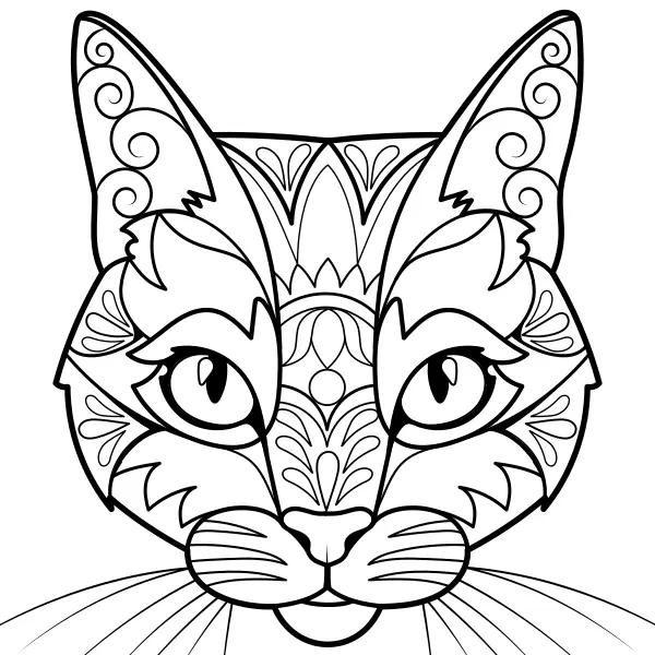 Mandala – Gatto | Disegni da colorare online per bambini