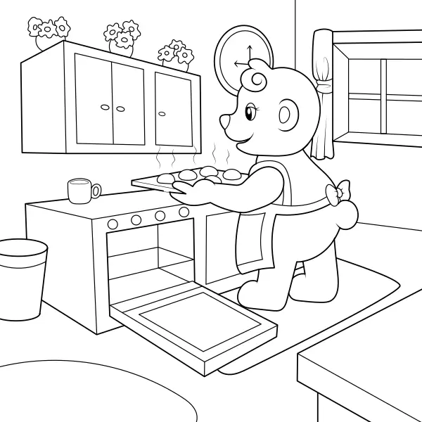 L’orso prepara dei dolci | Disegni da colorare online per bambini