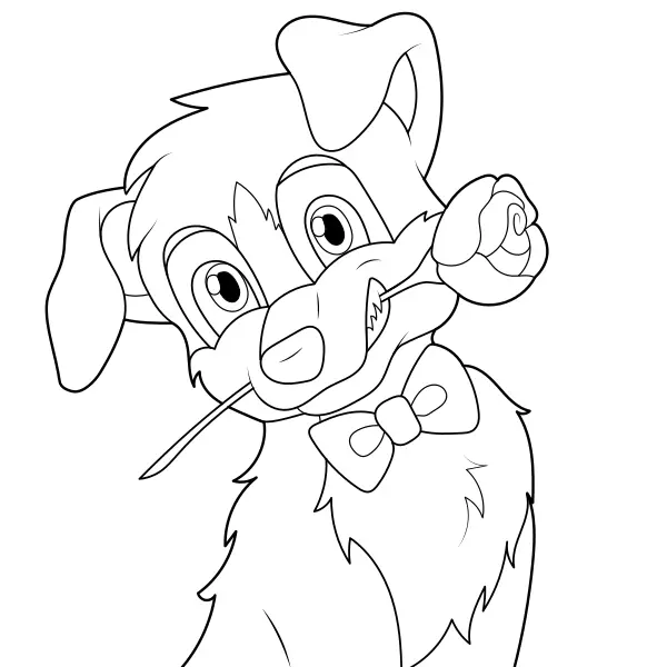 Cane con una rosa | Disegni da colorare online per bambini