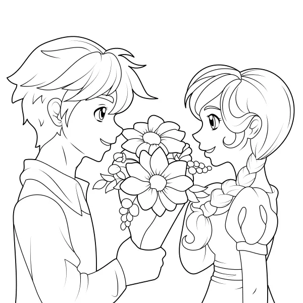 Mazzo di fiori di San Valentino | Disegni da colorare online per bambini