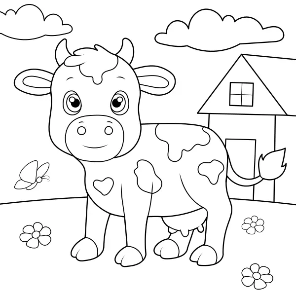 Una mucca nel prato | Disegni da colorare online per bambini