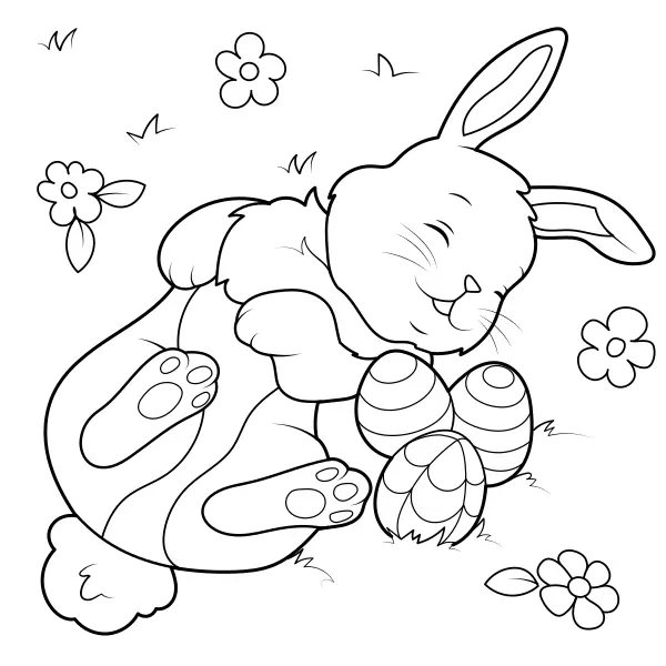 Coniglio con le uova | Disegni da colorare online per bambini