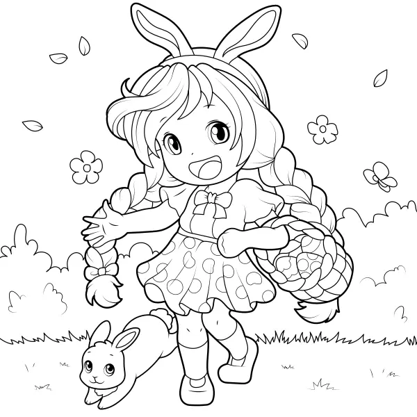 Una graziosa bambina pasquale | Disegni da colorare online per bambini