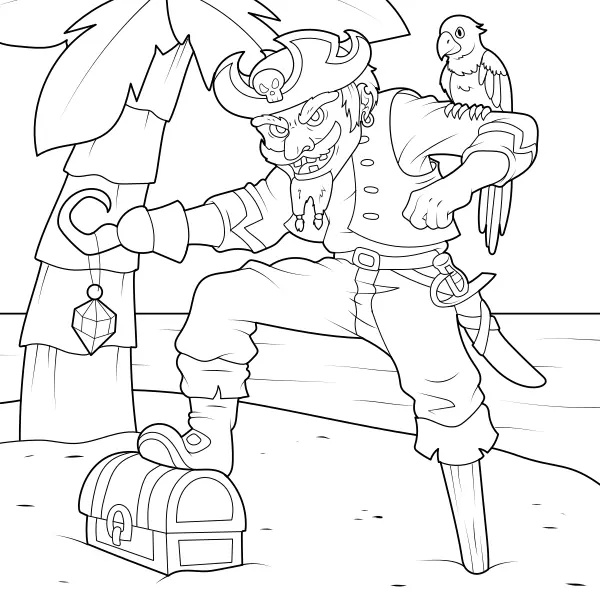 Il pirata con il tesoro | Disegni da colorare online per bambini