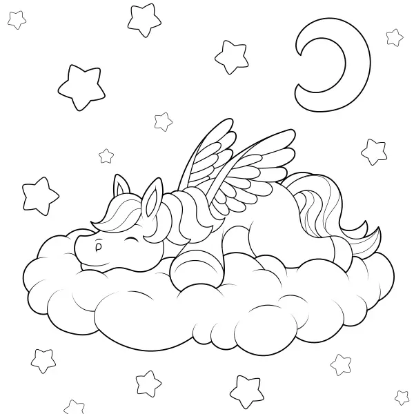 L’unicorno addormentato | Disegni da colorare online per bambini