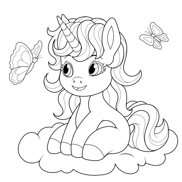 L’unicorno e le farfalle | Disegni da colorare online per bambini