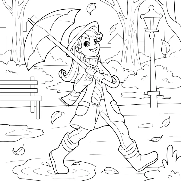 La ragazza con l’ombrello | Disegni da colorare online per bambini